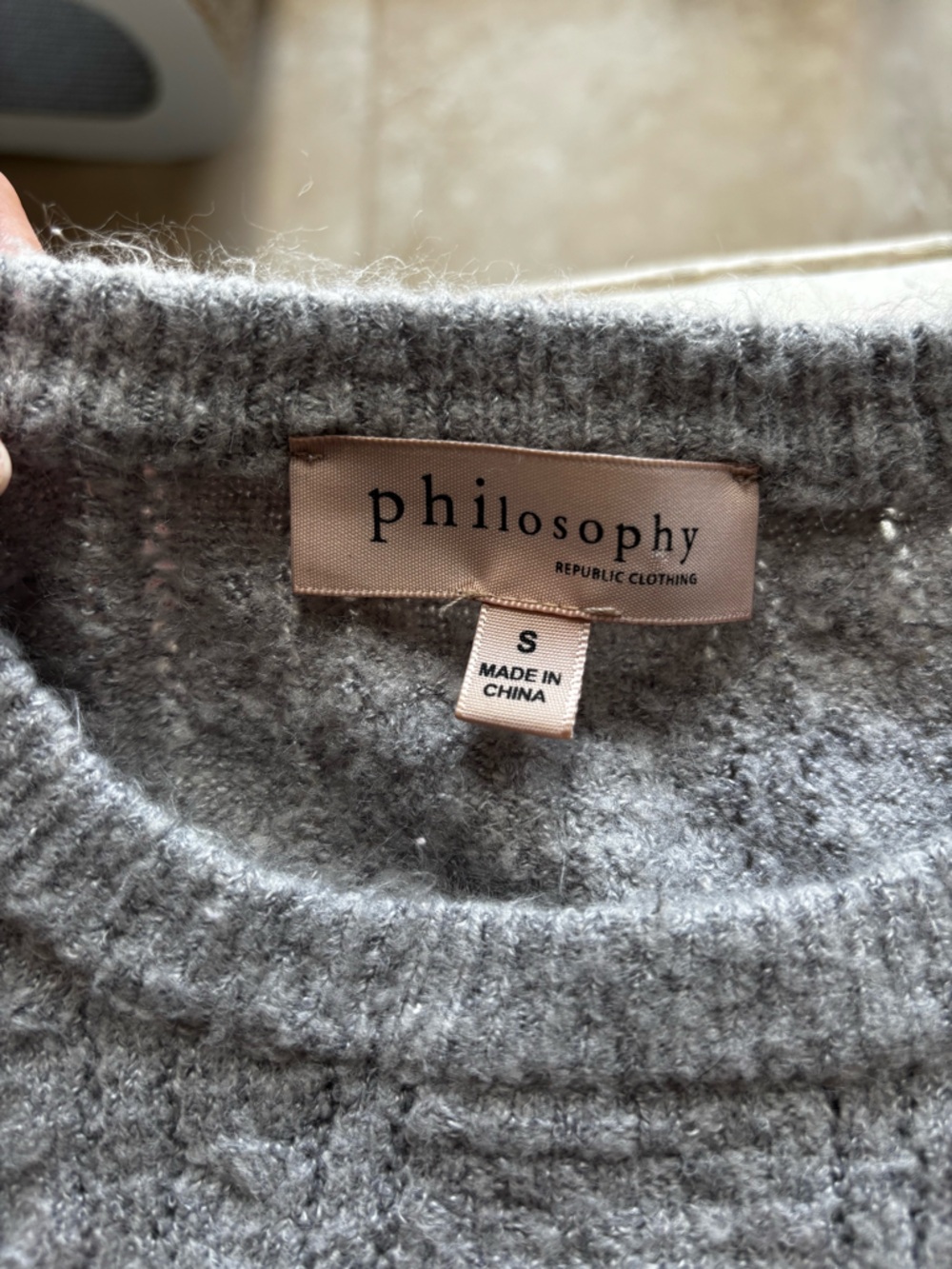 Philosophy Light Gray Cable-Knit Crewneck Sweater - Picture 2 of 3